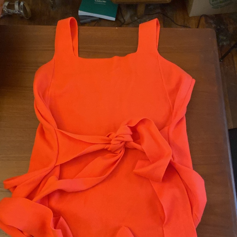 Anthropologie Bright Coral Knit Top 1X like new